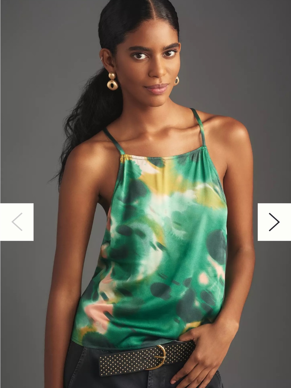 Anthropologie Women’s Green Satin Camisole Top S